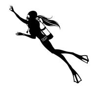 16.8 * 16.4CM Special Decal with Scuba Diving Movement Cartoon Characters of Female Diver Sticker