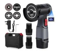 16.8V Mini Angle Grinder,32000RPM Brushless Cordless Angle Grinder with 2PCS 6000mAh Batteries,Mini Grinding Machine with 75mm Disc,Saw Blades,Storage Box,for Cutting Polishing and Grinding