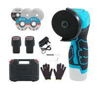 16.8V Mini Cordless Angle Grinder with 5 Cutting Discs and 2x2000mAh Batteries, 19500RPM 76mm Side Disc Mini Grinder Tool for Cutting, Polishing and Sanding