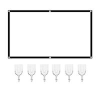 16:9 HD 60In White Portable Projector Screen Polyester Washable Foldable Outdoor Projection Curtain with Holes Grommets Hooks for Home Theater Backyard Movie Night Camping (lvifloae4j7e-14)