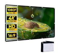 16:9 HD Foldable Portable Outdoor Projector Screen, Anti-Crease Movie Projection Screens with Carry Bag, Hooks, Ropes, Idea for Home Cinema, Garden Party(100in)