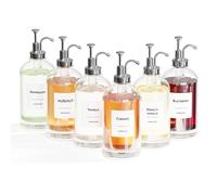 16.9 oz/500 ml Coffee Syrup Dispenser Set - 6 Glass Bottles with Silver Pumper and Syrup Labels - Precise Dispensing and Stylish Addition to Coffee Shop, Cafe or Home Bar