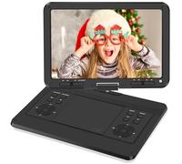 16.9'' Portable DVD Player with 14.1” HD Large Swivel Screen, DVD Player Portable with Screen Buttons for Easy Control, 6 Hrs Battery, Car Charger, Region Free, Support USB/SD Card, Black