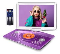 16.9'' Portable DVD Player with 14.1'' Large Swivel HD Screen, Kids' Sync TV, USB/SD Card Support, 6 Hrs 5000mAh Rechargeable Battery, Car Charge, Purple