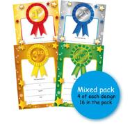 16 A6 Prize Certificates - Mixed pack - Sports Day - 1st 2nd 3rd Great Effort