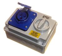 16 Amp 230V 3 Pin Interlock Socket Switched 2P+E Single Phase Blue
