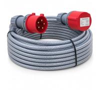 16 Amp 5 Pin 10m 415V Three Phase Extension Lead - CE Red - 2.5mm² Heavy Duty Industrial Steel Armoured Cable 3 Phase (10 Metre)