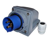 16 Amp IP67 Waterproof Appliance Inlet - 2P+E Single Phase Blue - Ideal for Camper Vans Caravans (16 Amp)