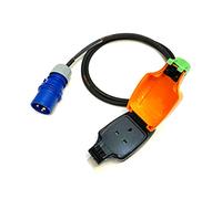 16 Amp Plug to 13 Amp 1-Gang IP54 Outdoor Weatherproof Socket Adaptor - PCE Blue - Heavy Duty H07RN-F Rubber Cable - 16A-13A Adapter Converter Lead (2 Metre)