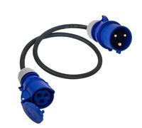 16 Amp Plug to 32 Amp Socket Adaptor Arctic Blue Heavy Duty Cable,P44 Mains Fly Lead Converter H07RN-F 3P,16A-32A Adapter Converter Lead 1 Metre