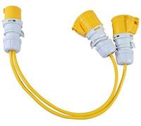 16 AMP to 2x 16 AMP Sockets 110V 2 Way Arctic Grade Yellow Power Splitter Generator Power Distribution Transformer 16A