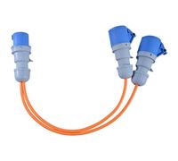 16 AMP to 2x 16 AMP Sockets 240V 2 Way Orange Power Splitter Generator Power Distribution Caravan Hookup 16A