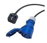 16 amp to UK Plug H07rn-f Tough Rubber Hook up Lead. PCE Shark 16a socket cable. 3x1.5mm Conductors. (50m)