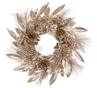 16" Artificial Christmas Wreaths for Front Door Champagne Wreath with Pinecones and Magnolia Leaves for Christmas Thanksgiving Winter Holiday Door Decoration