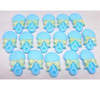16 Baby Rattles Edible Baby Shower Cupcake Toppers (Blue)
