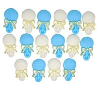 16 Baby Rattles Edible Baby Shower Cupcake Toppers (Blue White)