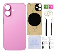 16 Back Glass Replacement for iPhone 16 Back Cover Glass (Pink, 6.1 Inches) with Pre-Installed Tape +Installation Instruction + Repair Tools (Pink)