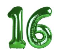 16 Balloon Number Dark Green Balloons, Happy Birthday Decoration for 6th, 40 Inch Number Balloons for 16 61 Wedding Anniversaries Singles Party