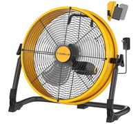 16" Battery Operated Floor Fan for Dewalt 20V Max Battery, Portable Fan with AC Adapter and USB Output, Metal Industrial High Velocity, Stepless Speed Cordless Fan for Jobsite Garage Camping Emergency