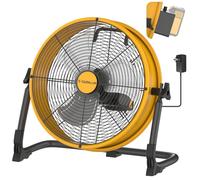 16" Battery Operated Floor Fan for Dewalt 20V Max Battery, Portable Fan with AC Adapter and USB Output, Metal Industrial High Velocity, Stepless Speed Cordless Fan for Jobsite Garage Camping Emergency