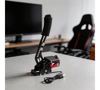 16-Bit PC USB Racing Handbrake with Hall Sensor, Adjustable Spring Tension, Aluminum Alloy Construction for Logitech G27 G29 G920 T500 T300 for RS, Compatible with for Assetto Corsa DiRT WRC(Red)