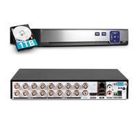 16 Channel CCTV Camera Systems with 1 TB HDD, 16 Ch 5MP H.265+ Surveillance DVR Recorder for Analog XVI AHD TVI CVBS CVI IP Cameras, DVR for Security Home Surveillance System, Mobile APP PC Remote
