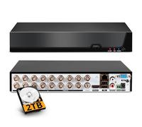 16 Channel CCTV Camera Systems with 2 TB HDD, 5MP H.265+ Surveillance DVR Recorder for 6 in 1 Analog XVI AHD TVI CVBS CVI IP Cameras, DVR for Security Home Surveillance System, Mobile APP PC Remote