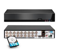 16 Channel DVR for Security Camera with 1TB Hard Drive,16CH DVR Supports 5MP/4MP/1080P AHD/TVI/CVI/CVBS/IP Cameras, 24/7 Surveillance Recording,Human Detection,Remote Access