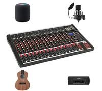 16 Channel Mixer Professional Bluetooth Studio Audio Reverb Effect Sound with 3-Band Console Reverb 48V Phantom Power for PC Recording Music Stage