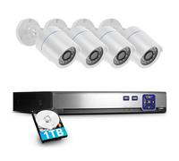 16 Channel Security Camera DVR System H.265+ Surveillance DVR Recorder with 4pcs Surveillance Cameras with Human Detection, Mobile APP & PC Remote, Smart Playback Pre-Installed 1TB Hard Drive