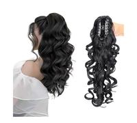 16" Claw Clip in Ponytail Extensions,Curly Synthetic Hairpiece for Women Fluffy Natural Pony Tails Easy Installation and Removal(Black)