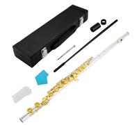 16 Closed Hole C Tone Nickel Plated Flute With Silver E Key Professional Performance(Silver Gold)