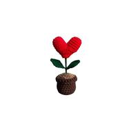 16 cm height crochet Knitted Red Heart,Crochet heart, artificial Flower Pot,indoor plant Hand Knitted Crochet Gifts for Home Office Desktop Car Ornament,valentine gift for lover wife