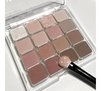 16-Color Matte & Glitter Eyeshadow Palette - Soft Pink & Brown Tones - Long Lasting Waterproof Blendable Pressed Powder Natural to Smokey Eye Makeup for Women（02）