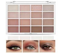 16 Color Nude Eyeshadow Palette for Women: Long-Lasting, Highly Pigmented Shimmer & Matte Mixable Makeup Palette with Waterproof Blendable Brown, Gray & Nude Tones for Day to Night Wear