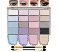 16-Color Pink Blue Purple Eyeshadow Palette for Women - Long-Lasting Waterproof Blendable Eye Shadow with Matte & Shimmer Finishes, Highly Pigmented Makeup Set in Soft & Bold Shades