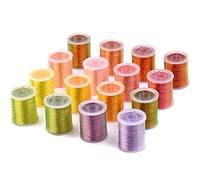 16 Color/Set Fly Tying Thread Metallic Yarn Fly Tying Materials Supplies for Dry Wet Flies (16 Colors-Metallic Yarn-Set A)