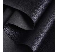 16 Colors Available Full Meter (100x137 cm) PVC Textured Faux Leather Grained Leatherette Upholstery Fabric (Black)