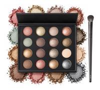 16 Colors Baked Eyeshadow Makeup Palette with Hidden Gems | Nude Eye Shadow with Brush,Matte Glitter Metallic Shimmer,Highly Pigmented Long Lasting Make Up Pallet