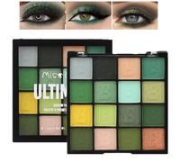 16 Colors Green Eyeshadow Palette - Glitter Matte Makeup, Forest Yellow Colorful Eye Shadow Plattet Highly Pigmented for Cosplay Halloween