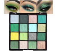 16 Colors Green Glitter Eye shadow Palette Makeup Waterproof Dark Light Green Yellow orange Brown Shimmer Highly Pigmented Pressed Sparkly Shiny Eyeshadow Palette paletas de sombras para de ojos