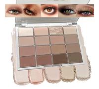 16 Colors Light Brown Nude Eyeshadow Palette - Long Lasting Waterproof Neutral Makeup, Matte & Shimmer, Blendable Highly Pigmented Taupe Grey Eye Shadow, Beginner Friendly, Low Fall-out (Light Brown)