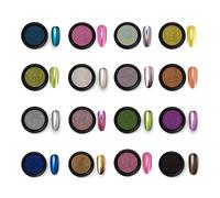 16 Colors Magic Mirror Nail Powder Rose Gold Metallic Chrome Glitter Powder Nail Glitter Powder for Nail Art, Nail Art Palette Nail Powder Magic Mirror Effect Mermaid Pearl Pigment Nail Powd