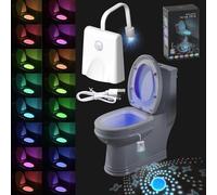 16 Colors Motion Sensor Toilet Night Light, USB Chargeable Toilet Seat Inside Light Adjustable Motion Activated Bathroom Sensor Lamp Waterproof for Any Toilet Projectable Toilet Seat Light(4m / 120°)