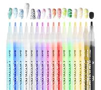 16 Colors Nail Art Markers Set,Waterproof Quick Dry 3D Nail Markers Gift for Nail Art Lovers for Paper Phone Cases Bottles Graffiti Dotting Drawing Painting