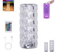 16 Colors Rose Rays Crystal Diamond Table Lamp,Rose Crystal Color Changing Light,Remote Touch Control Dimmable,Rechargeable Decoration Ambient Lamp (8.46 * 3.54in-1PCS )