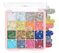 16 Colour Face Hair Body Glitter Palette, Holographic Chunky Sequin Pressed Glitter Makeup Set with Star and Moon Shapes, No Needed Shimmer Sparkle for Women Festival Party Carnival