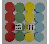 16 Coloured Wood Board Game Pieces & Dice - Uckers, Ludo, Snakes & Ladders And More!
