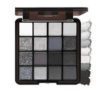16 Colours Smokey Eye Palette, Black Grey Silver Shades, Matte Shimmer Glitter Makeup Set, Blendable Long Lasting Cosmetic Kit for Daily Party Looks