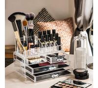 16 Compartment Cosmetics Clear Organiser with Drawers | Beauty